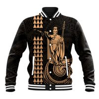 Custom Hawaii Baseball Jacket King Kamehameha - Nude LT9 Unisex Nude - Polynesian Pride