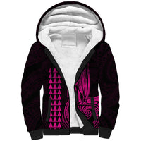 Custom Hawaii Sherpa Hoodie King Kamehameha - Pink LT9 Unisex Pink - Polynesian Pride