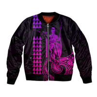Custom Hawaii Bomber Jacket King Kamehameha - Pink Gradient LT9 Unisex Pink Gradient - Polynesian Pride