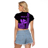 Custom Hawaii Raglan Cropped T Shirt King Kamehameha - Purple LT9 - Polynesian Pride