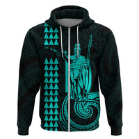 Custom Hawaii Hoodie King Kamehameha Turquoise LT9 Zip Hoodie Turquoise - Polynesian Pride