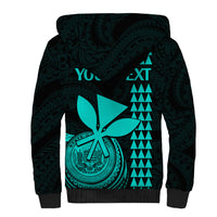 Custom Hawaii Sherpa Hoodie King Kamehameha - Turquoise LT9 - Polynesian Pride