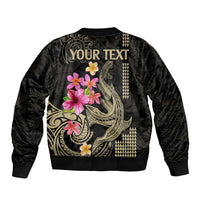 Custom Polynesian Sleeve Zip Bomber Jacket Hawaiian Warriors with Tribal Shark Tattoos - Nude LT9 - Polynesian Pride