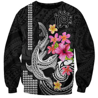 Custom Polynesian Sweatshirt Hawaiian Warriors with Tribal Shark Tattoos - White LT9 Unisex White - Polynesian Pride