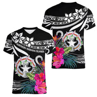 Northern Mariana Islands Women V Neck T Shirt Happy Independence Day LT9 - Polynesian Pride