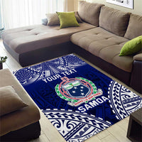 Personalised Samoa Coat Of Arms Area Rug With Polynesian Pattern Version