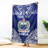 Personalised Samoa Coat Of Arms Blanket With Polynesian Pattern Version