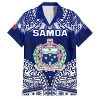 Personalised Samoa Coat Of Arms Family Matching Off Shoulder Short Dress and Hawaiian Shirt With Polynesian Pattern Version