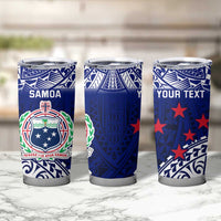 Personalised Samoa Coat Of Arms Tumbler Cup With Polynesian Pattern Version