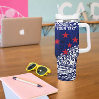 Personalised Samoa Coat Of Arms Tumbler With Handle With Polynesian Pattern Version
