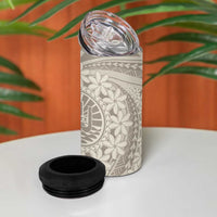 Tahitian Tiare Flower 4 in 1 Can Cooler Tumbler Beige Polynesian Pattern