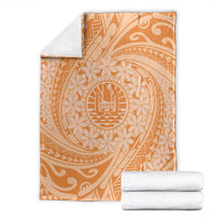 Tahitian Tiare Flower Blanket Gold Polynesian Pattern