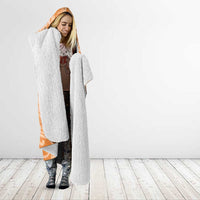 Tahitian Tiare Flower Hooded Blanket Gold Polynesian Pattern