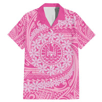 Tahitian Tiare Flower Family Matching Mermaid Dress and Hawaiian Shirt Pink Polynesian Pattern