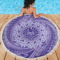Tahitian Tiare Flower Beach Blanket Violet Polynesian Pattern