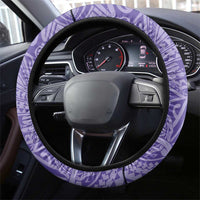 Tahitian Tiare Flower Steering Wheel Cover Violet Polynesian Pattern