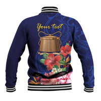 Personalised Tokelau Tropical Hibiscus Baseball Jacket With Polynesian Plumeria Tattoo LT9 - Polynesian Pride