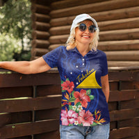 Personalised Tokelau Tropical Hibiscus Women Polo Shirt With Polynesian Plumeria Tattoo