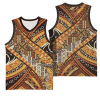 Hawaiian Style Tapa Basketball Jersey Vintage Seamless Pattern - Polynesian Pride