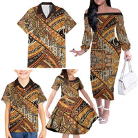 Hawaiian Style Tapa Family Matching Off The Shoulder Long Sleeve Dress and Hawaiian Shirt Vintage Seamless Pattern - Polynesian Pride