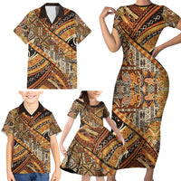 Hawaiian Style Tapa Family Matching Short Sleeve Bodycon Dress and Hawaiian Shirt Vintage Seamless Pattern - Polynesian Pride