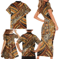 Hawaiian Style Tapa Family Matching Short Sleeve Bodycon Dress and Hawaiian Shirt Vintage Seamless Pattern - Polynesian Pride