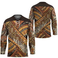 Hawaiian Style Tapa Hockey Jersey Vintage Seamless Pattern - Polynesian Pride