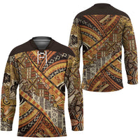 Hawaiian Style Tapa Hockey Jersey Vintage Seamless Pattern - Polynesian Pride