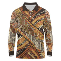 Hawaiian Style Tapa Long Sleeve Polo Shirt Vintage Seamless Pattern - Polynesian Pride