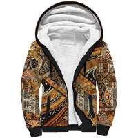 Hawaiian Style Tapa Sherpa Hoodie Vintage Seamless Pattern - Polynesian Pride