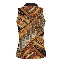 Hawaiian Style Tapa Women Sleeveless Polo Shirt Vintage Seamless Pattern - Polynesian Pride