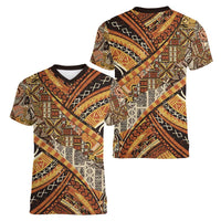 Hawaiian Style Tapa Women V-Neck T-Shirt Vintage Seamless Pattern - Polynesian Pride