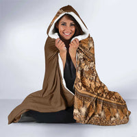 Hawaiian Tribal Elements Hibiscus Hooded Blanket Gold Pattern - Polynesian Pride