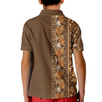 Hawaiian Tribal Elements Hibiscus Kid Polo Shirt Gold Pattern - Polynesian Pride