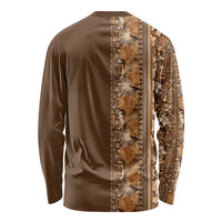 Hawaiian Tribal Elements Hibiscus Long Sleeve Shirt Gold Pattern - Polynesian Pride