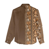 Hawaiian Tribal Elements Hibiscus Women Casual Shirt Gold Pattern - Polynesian Pride