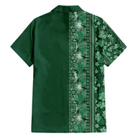 Hawaiian Tribal Elements Hibiscus Family Matching Off Shoulder Maxi Dress and Hawaiian Shirt Green Pattern - Polynesian Pride