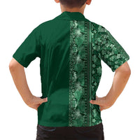 Hawaiian Tribal Elements Hibiscus Family Matching Summer Maxi Dress and Hawaiian Shirt Green Pattern - Polynesian Pride