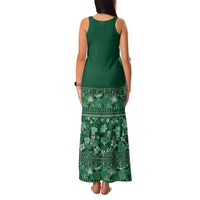 Hawaiian Tribal Elements Hibiscus Family Matching Tank Maxi Dress and Hawaiian Shirt Green Pattern - Polynesian Pride