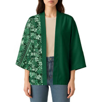 Hawaiian Tribal Elements Hibiscus Kimono Green Pattern - Polynesian Pride