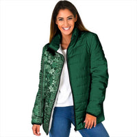 Hawaiian Tribal Elements Hibiscus Padded Jacket Green Pattern - Polynesian Pride