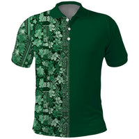 Hawaiian Tribal Elements Hibiscus Polo Shirt Green Pattern - Polynesian Pride