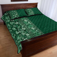 Hawaiian Tribal Elements Hibiscus Quilt Bed Set Green Pattern - Polynesian Pride
