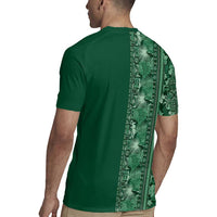 Hawaiian Tribal Elements Hibiscus Rugby Jersey Green Pattern - Polynesian Pride