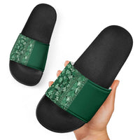 Hawaiian Tribal Elements Hibiscus Slide Sandals Green Pattern - Polynesian Pride