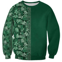 Hawaiian Tribal Elements Hibiscus Sweatshirt Green Pattern - Polynesian Pride