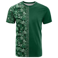 Hawaiian Tribal Elements Hibiscus T Shirt Green Pattern - Polynesian Pride