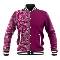 Hawaiian Tribal Elements Hibiscus Baseball Jacket Pink Pattern - Polynesian Pride