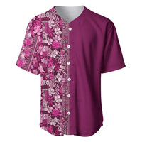 Hawaiian Tribal Elements Hibiscus Baseball Jersey Pink Pattern - Polynesian Pride