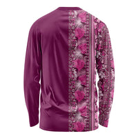 Hawaiian Tribal Elements Hibiscus Long Sleeve Shirt Pink Pattern - Polynesian Pride